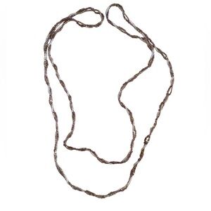 Long Double Strand Twined Purple Pink And Clear Beads Necklace 25” Drop